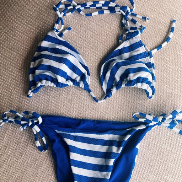 White Marlie Blue and White Striped Bikini - Picture 1 of 8